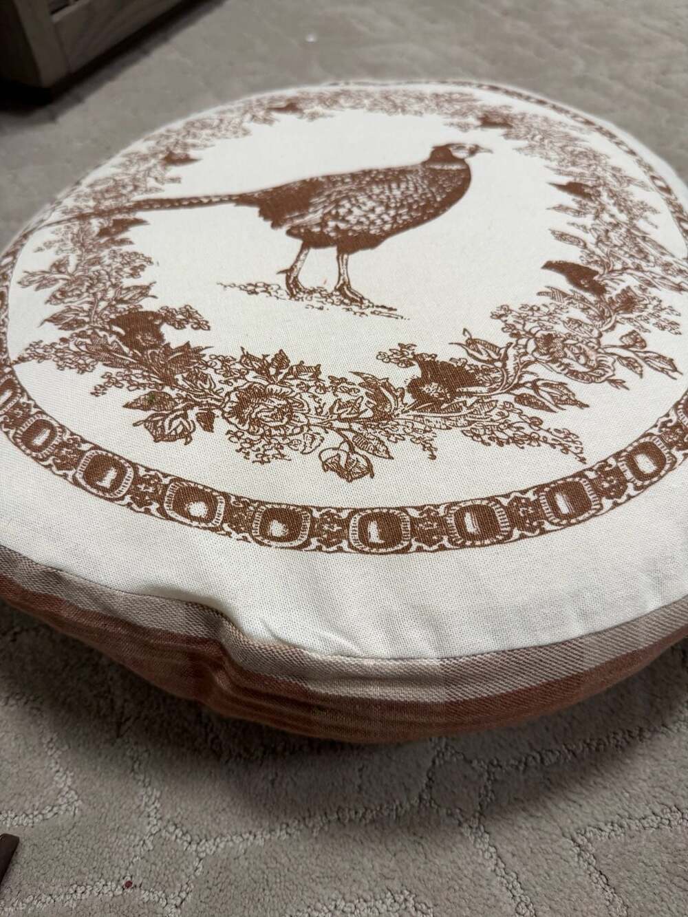 Primitives by Kathy Vintage Shaped Pheasant Round Pillow Plaid Velvet Accent NWT - Picture 5 of 5